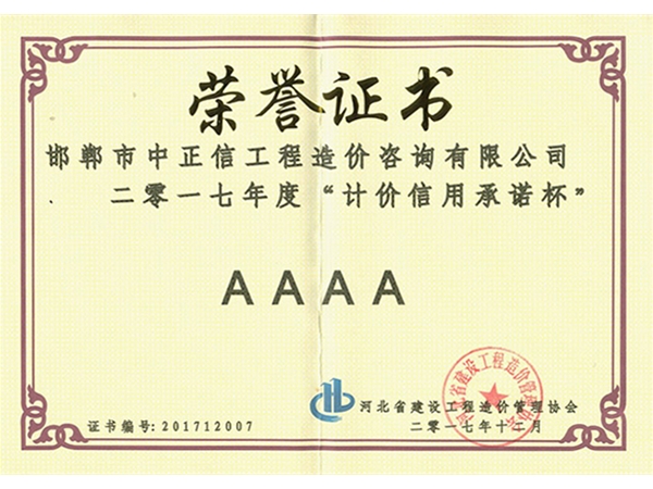 工程所荣誉证书